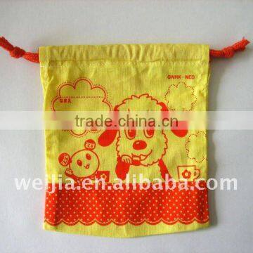 printed canvas drawstring bag