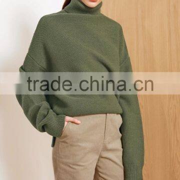 2017 New Design Style Women Green Color Turtleneck Long Sleeve Pullover Sweater photo-3