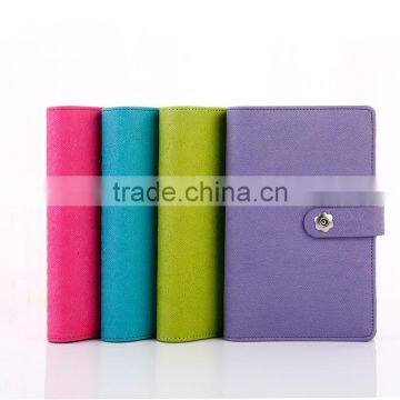 48K PU Leather Cover Planner With Metal Clasp Button Embossed Logo Loose Leaf Binding Organizer Planner photo-2