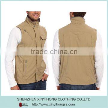 100% Nylon Adjustable Drawcord Hem Two Zip Chest Pockets Mens Vest