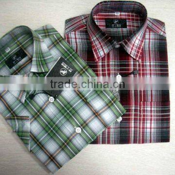 2014 summer short sleeve classic plaid shirt for men