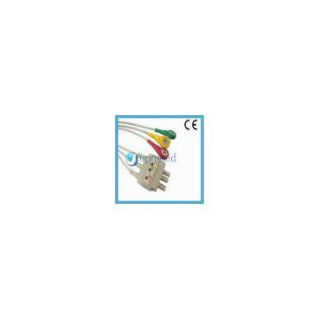 Nihon Kohden BR-019P 3 lead ECG cable and leads for patient monitor