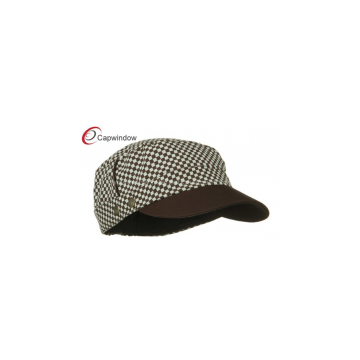 Brown Checker Crown Military Baseball Hats , Soft Pure Cotton Army Baseball Caps