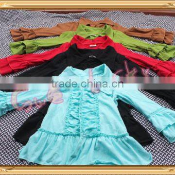 Girls wholesale boutique clothing 100%cotton tunic ruffle coat children clothing distributors various plain color coats clothes