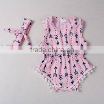 2016 Cute Fashion Printed Pink Arrows Infant Customized Baby Romper 100% Cotton photo-2