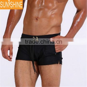 Spandex Swimming Trunks Side Pockets Mens Fitness Shorts Men Boxer Swimwear