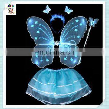 Colorful Kids Girl Party Princess Fairy Butterfly Wings With Headband Wand Skirt HPC-0800