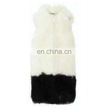 3175# Mongolian Lamb Fur Two-tone Long Gilet