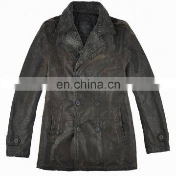 2015 last fashion mens hot selling handsome pu leather mens long coat