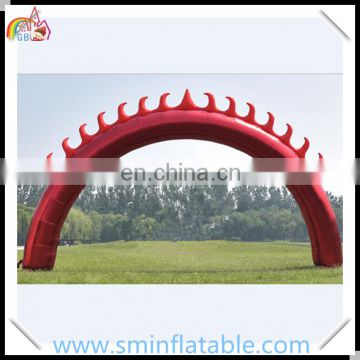 Promotion inflatable arch, commercial inflatable red archway with flames, pvc advertising entrance arch for outdoor display