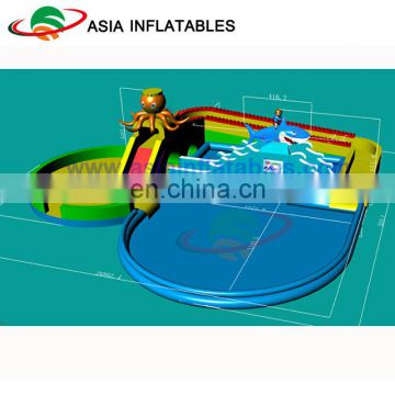 Inflatable Giant Outdoor Inflatable Water Park , Inflatable Amusement Park , Inflatable Fun Land For Adults