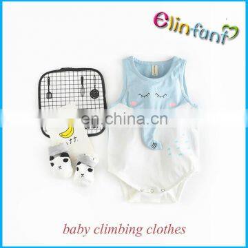 Elinfant wholesale cartoon elephant climbing clothes baby plain sleevess romper