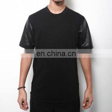 Leather sleeve tshirt