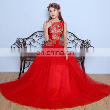 2018 New Design Elegant High Neck Bateau Sweet Red A Line Floor Length Beaded Evening Dress