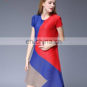 Soft and beautiful patchwork fashion dresses for girls,plus size pleated ladies's patchwork dresses