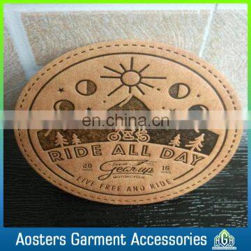 custom fashion embossed brown color jeans leather patch labels
