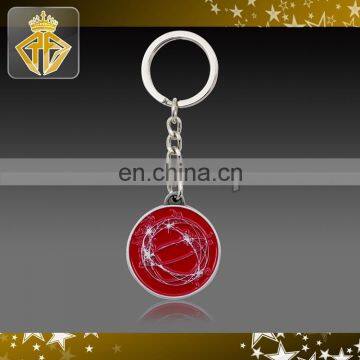 Metal Soft Enamel Soccer Ball Keychain Key Tag in Shiny Silver Plating