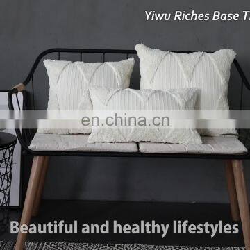 Wholesale home decoration machine woven custom tufted pillow cover luxury white throw sofa cushion cover