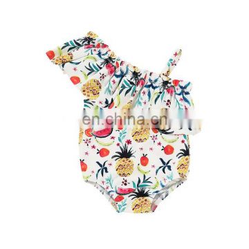 2019 New Arrival single ruffle shoulder strap swimwear baby kids children girl swimsuit