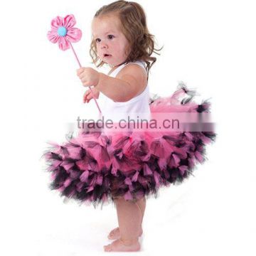 Sweet Cute Pink Girls Dresses 2014 Fashion Chiffon Ruffle Petti Tutus Dance Party Pettiskirt For Girls