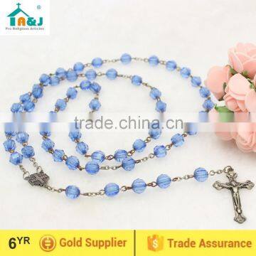 Religious catholic alloy plastic rosary bead necklace