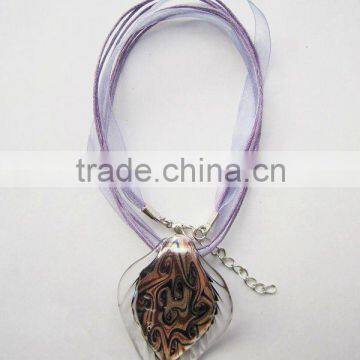 Low price Lampwork Glass Pendant Necklace Lampwork glass Necklace glass vial pendant with wax cord