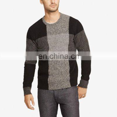 Men's color block knitting design sweater pullover