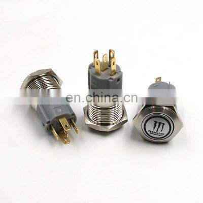 16mm Customized Waterproof Car Styling LED Metal Car Switch Metal Pushb Button Switch Custom-made