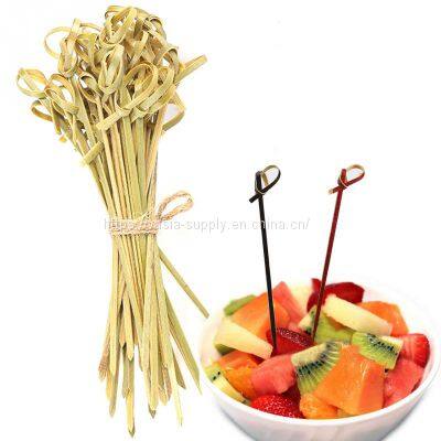 Eco friendly Knot Bamboo Food Pick cocktail forks looped knot bamboo sticks
