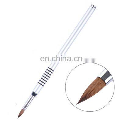 Popular Custom Logo Pure Kolinsky Painting Metallic Handle Sculpture 3D Nail Art Acrylic Brush