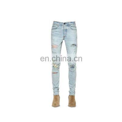 2021 Fashion Design Wholesale Custom Cotton Tie Dye Ripped Men jeans