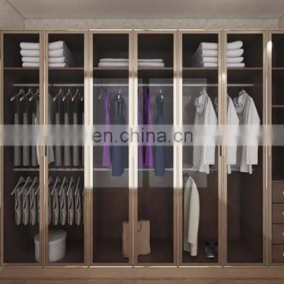 Modern Fitted Glass Door Luxury Wooden Wardrobes/Bedroom Wardrobe Designs With LED photo-5