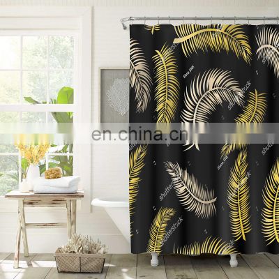 Custom polyester 3D Waterproof feather digital printing valance luxury shower curtain