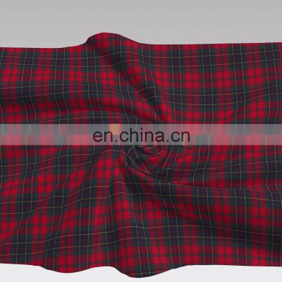 Hot Selling Red Check Design Polyester Rayon Yarn Dyed Fabric For Garments