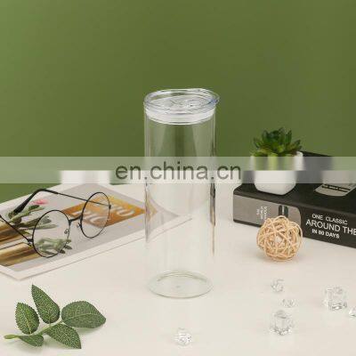 Amazon Top Seller Blank Sublimation Beer Can Glass With Bamboo Lid 12Oz 16Oz 25Oz Custom Clear Matte Glass Tumbler With Straw photo-3