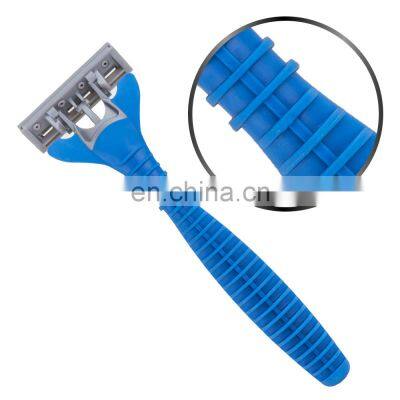 Quality Triple Blades Disposable Men Razor Rubber And Plastic Handle Shaving Stick Germany Stainless Steel Male Shave LY3-01B