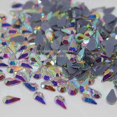 Tear drop hot fix rhinestones in flat back shaped crystal stones