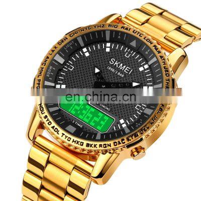 Skmei 1898 New arrival dual movement chronograph men digital wristwatch 30meter waterproof steel quartz watch