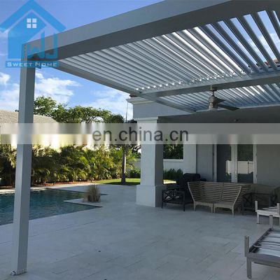 electric Aluminum Pergola Louvered Opening Roof System With Sun Block Blinds