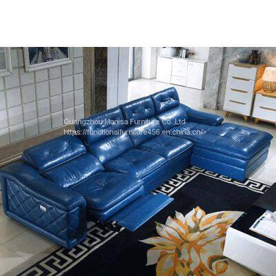 Sofa Head Layer Cowhide Italian Simple Living Room Size Apartment Combination L-Shaped Multi-Function Cabin Leather Art Sofa Furniture