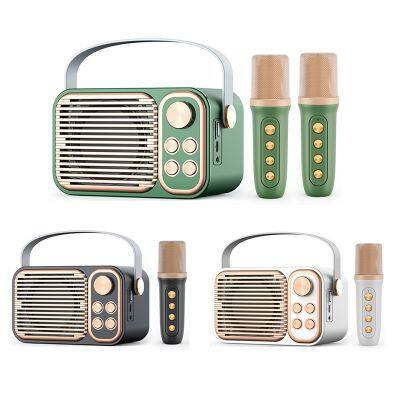 wholesale  Karaoke Microphone subwoofer Family KTV Audio Outdoor Phone Computer Portable Mini Wireless dual Microphone Speaker