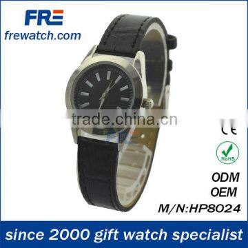 Mini Silver alloy watches with black leather strap watch