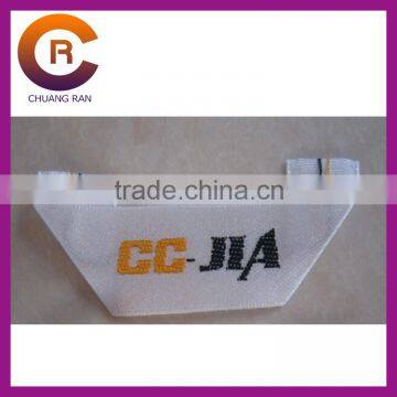 Yellow and black logo printed custom cheap woven scarf labels