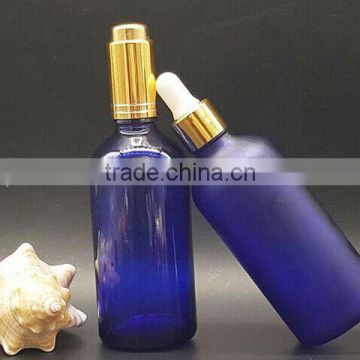 100ml frosting blue essential oil bottle with squeeze/push dropper