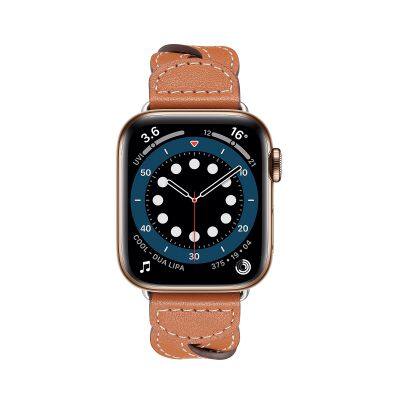 Woven Braided Watches Band Wristband Replacement Bracelets Genuine Leather Watch Strap for Iphone Apple Iwatch 5 6 7 Series photo-5