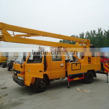 hydraulically operated elevating platform mounted truck