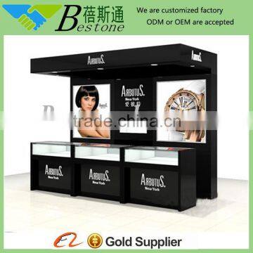 wooden glass watch display kiosk showcase decoration for shop