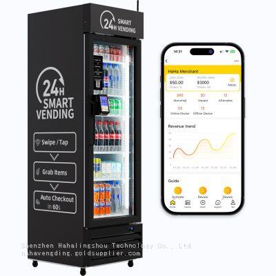 HAHA Smart AI Vending Machine With Card Reader, Combo Snack & Drink Machine, AI Visual Recognition & App Management