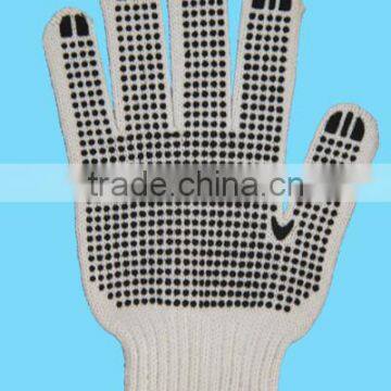 20' black pvc dotted cotton knitted working glove