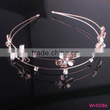 Hot sale fashion flower hair band two layer hollow out pearl wedding hair accessories